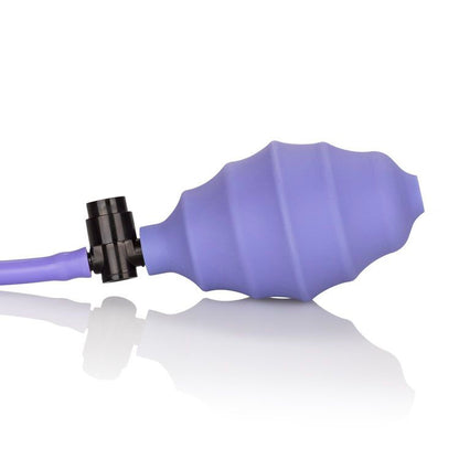 Purple silicone bulb with black connector on a white background