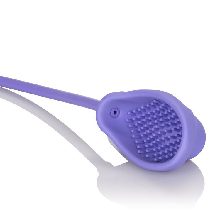 Purple electronic device with a textured surface on a white background