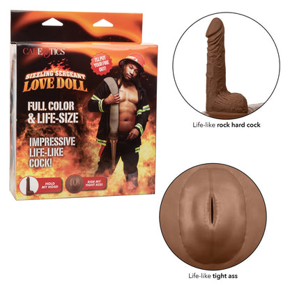Product packaging of a love doll with detailed views and branding.