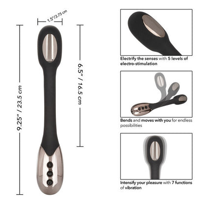 Sexual product with dimensions and features on a white background