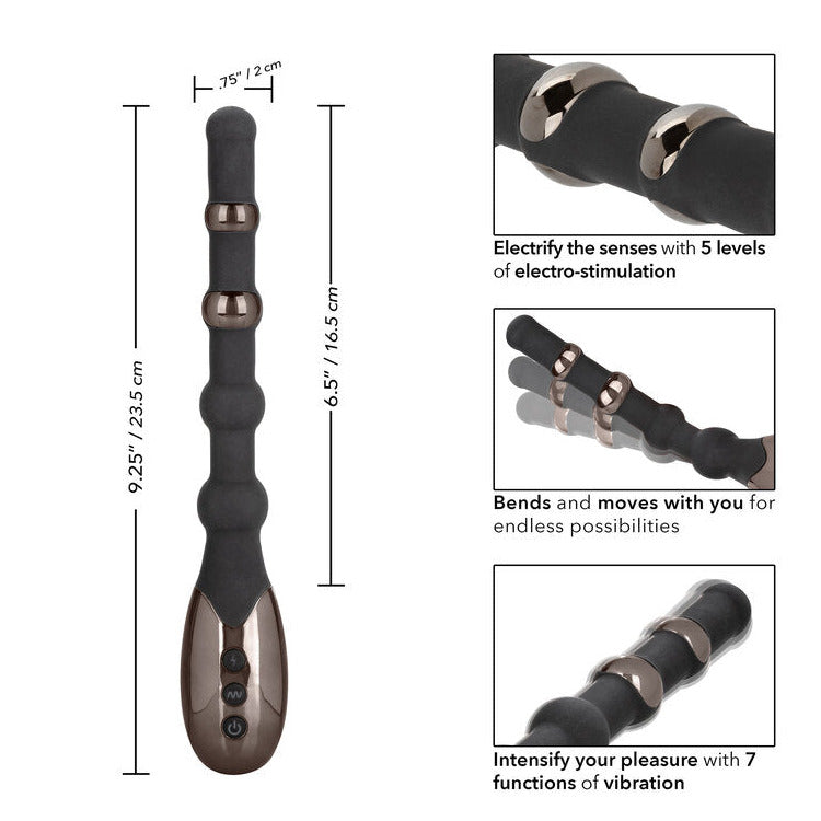 Sexual product with dimensions and features on a white background