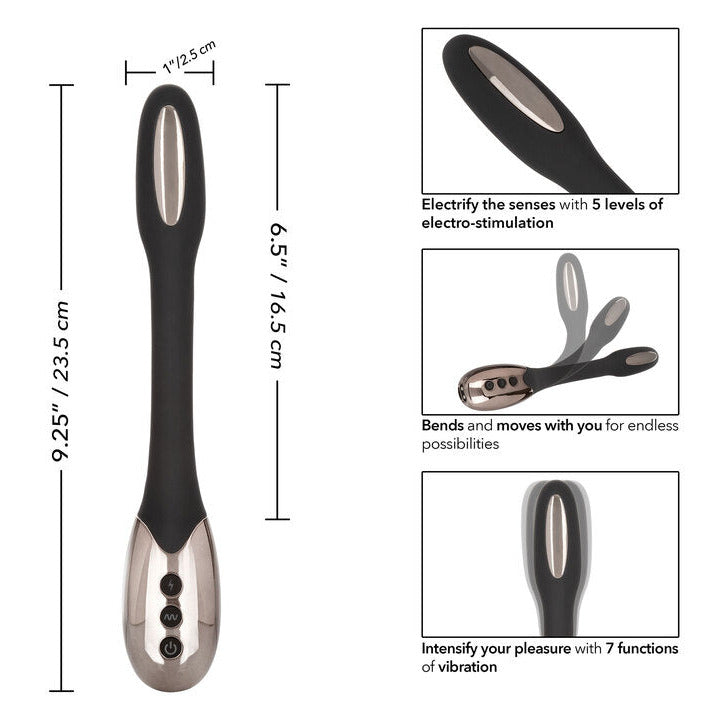Sexual product with dimensions and features on a white background