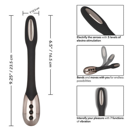 Sexual product with dimensions and features on a white background