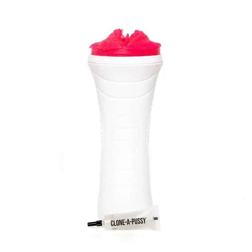 White and pink product with 'Clone-A-Pussy' branding on a white background