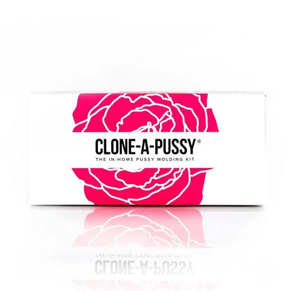 Clone-A-Pussy product packaging with pink design on a white background