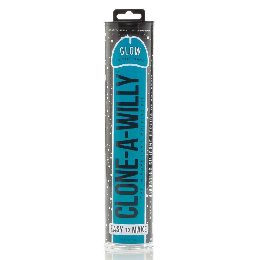 Clone-A-Willy product packaging with blue label on a white background