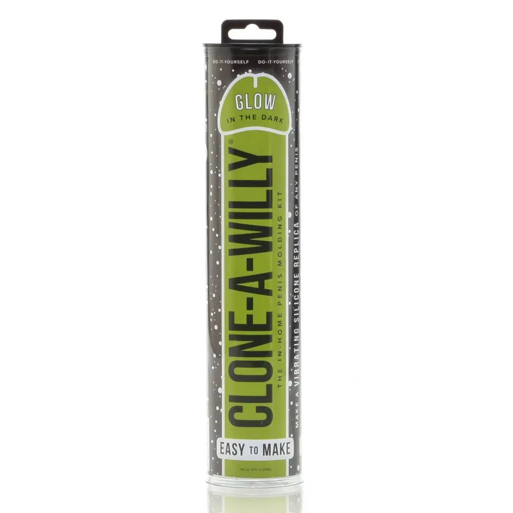 Clone-A-Willy product packaging with green label on a white background