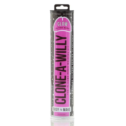 Clone-A-Willy product packaging with pink label on a white background