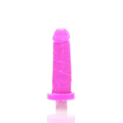Pink sex toy with a cylindrical body and spherical top on a white background