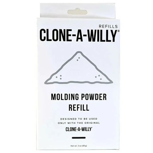 Clone-A-Willy molding powder refill packaging on a white background
