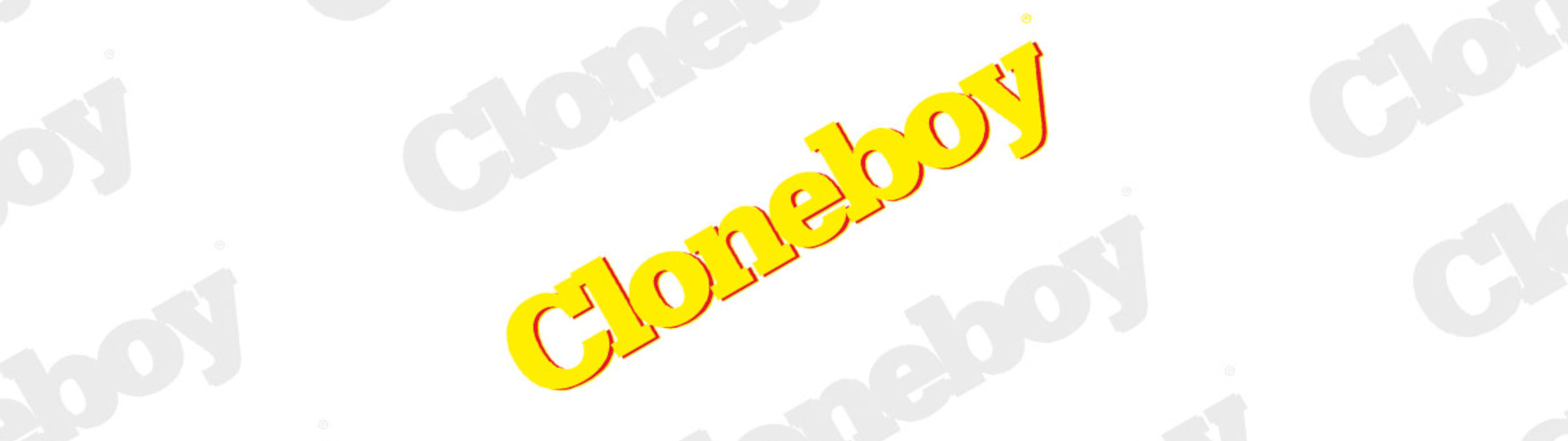 Yellow 'Cloneboy' logo on a white background