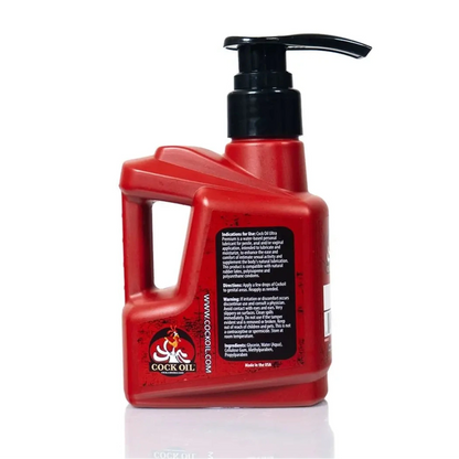 Red lubricant bottle with pump on a white background