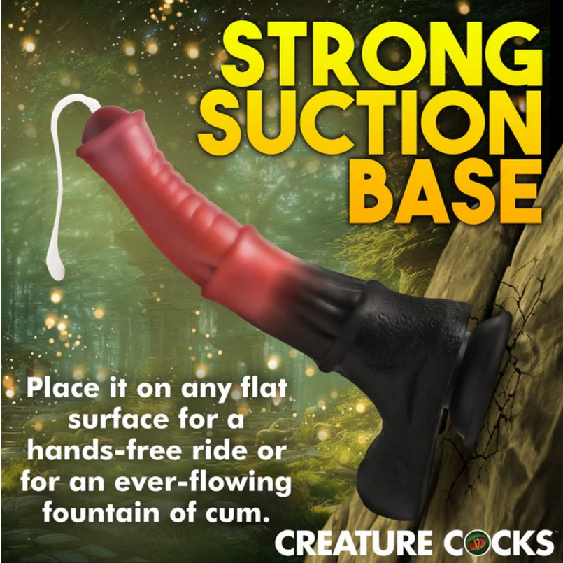Product advertisement for a 'Strong Suction Base' with a fantasy-themed background.