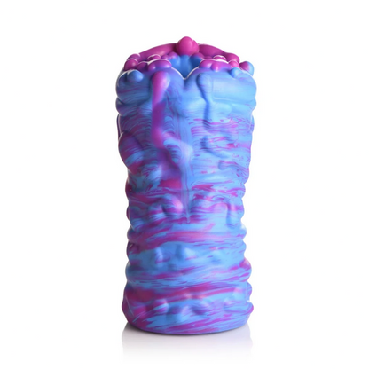 Blue and pink marbled masturbator pussy on a white background