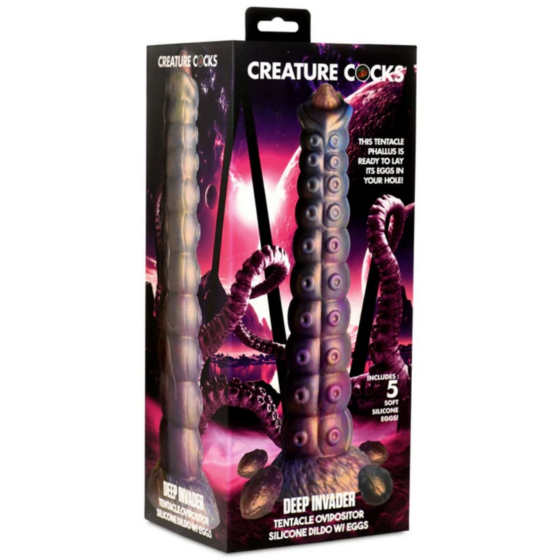Boxed product with tentacle design and 'Creature Cocks' branding on a white background