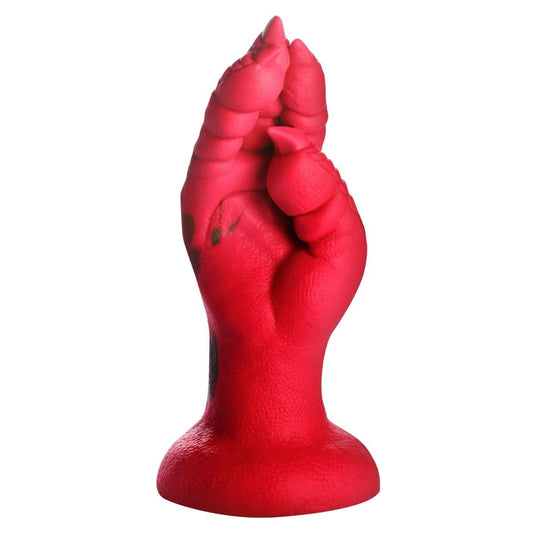 Red rubber claw hand on a white background