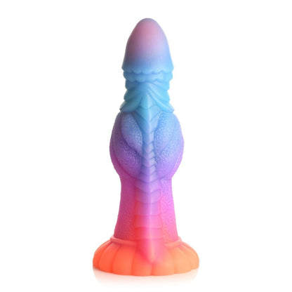 Colorful silicone dildo on a white background