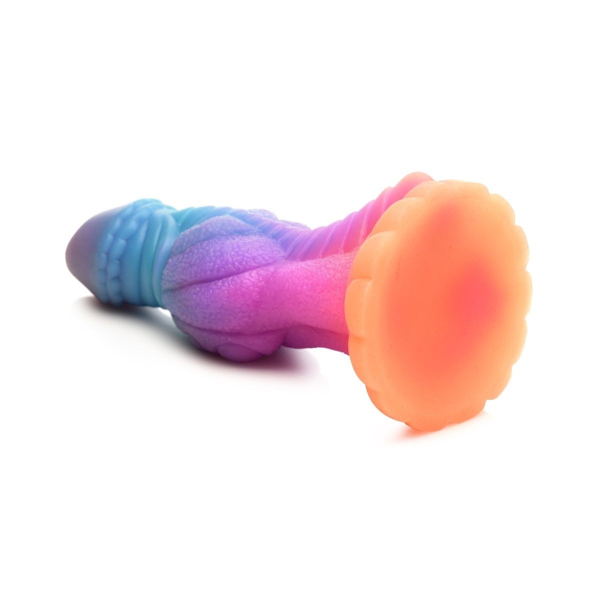 Colorful dildo sex toy on a white background