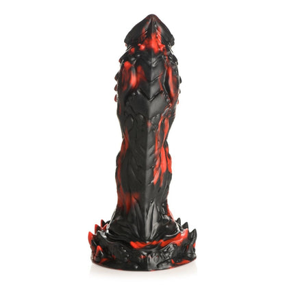 Black and red decorative dildo on a white background