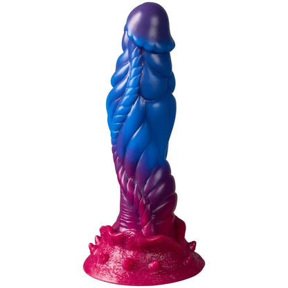 Blue and pink silicone product on a white background