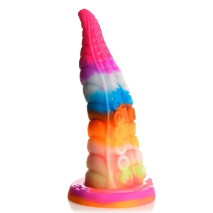 Colorful sex toy with a gradient design on a white background