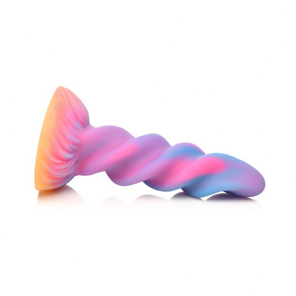 Colorful spiral dildo on a white background