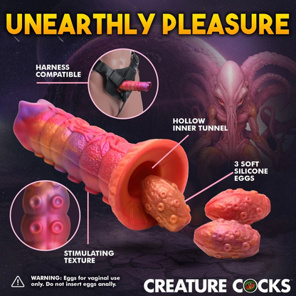 Sexual product with text 'Unearthly Pleasure' and 'Creature Cocks' branding.