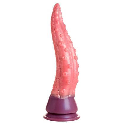 Pink and purple textured dildo on a white background