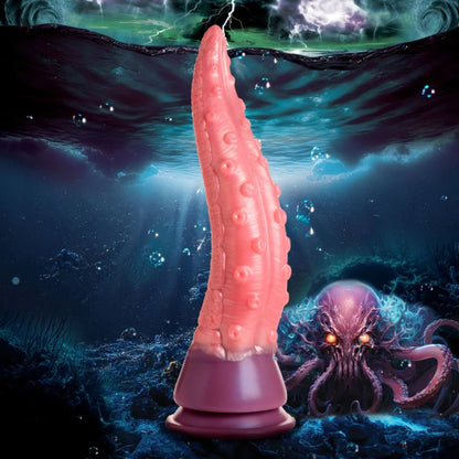 Pink tentacle-like dildo with a fantasy creature in an underwater scene