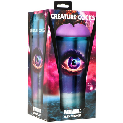 Product packaging with eye design and 'Creature Cocks' branding on a white background