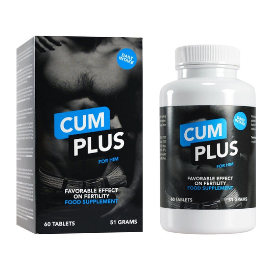 Cum Plus supplement packaging and bottle on a white background