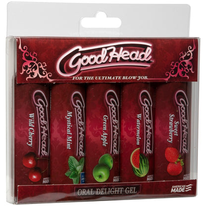Doc Johnson Goodhead flavoured lubricant 5 pack on a white background