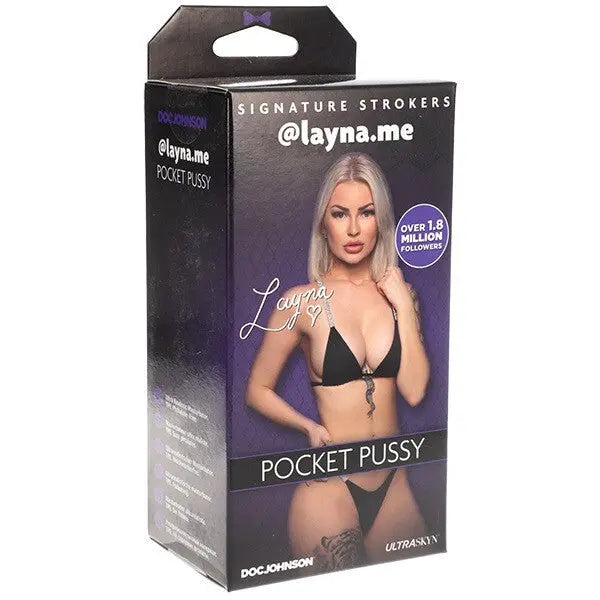 Product packaging for 'Pocket Pussy' by Layna on a white background