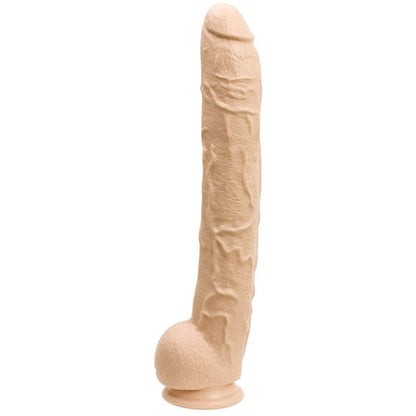 Beige large dildo on a white background
