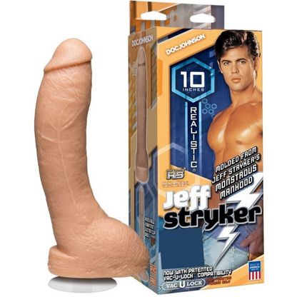 Realistic product with packaging featuring a mannequin and branding details.