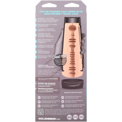 Product packaging for a sex toy with text on a white background