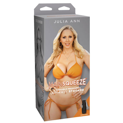 Doc Johnson Main Squeeze Julia Ann Pussy Male Masturbator UltraSkyn Stroker packaging on a white background