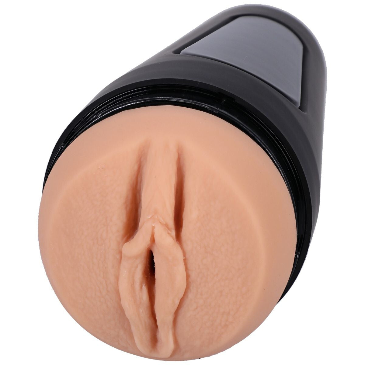 Sex toy product with a realistic pussy design on a white background