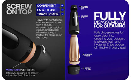 Product packaging with features highlighted on a blue background