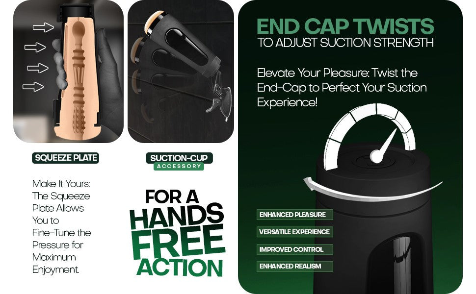 Product advertisement with text and images of a suction cup accessory and its features.