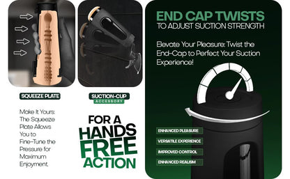Product advertisement with text and images of a suction cup accessory and its features.