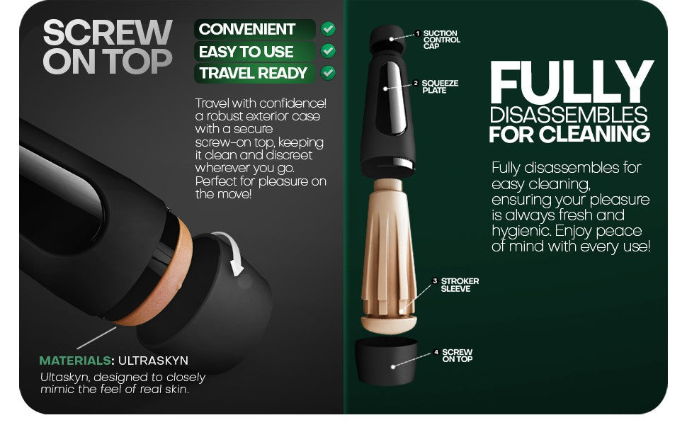 Product packaging with features highlighted on a dark background