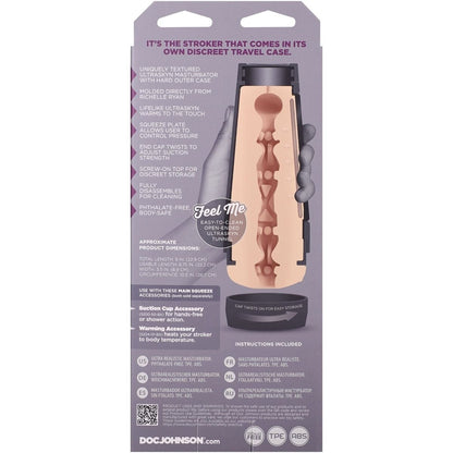Product packaging for a 'Feel Me' product with text and branding on a white background