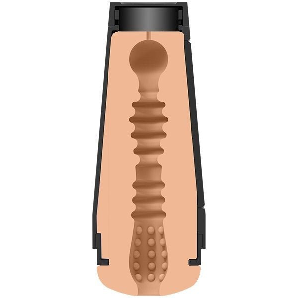 sex toy with black case on a white background