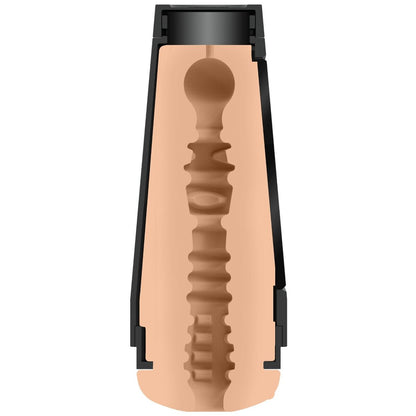 sex toy with black cap on a white background
