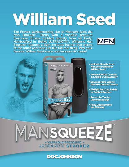 Product packaging for William Seed Mansqueeze with branding and product details.