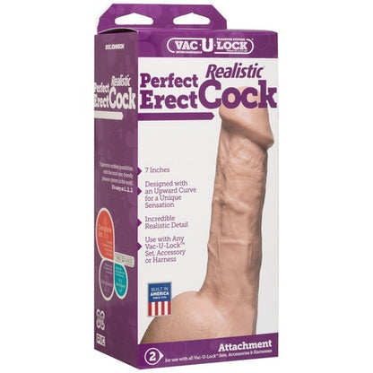 Box of 'Perfect Erect Cock' realistic attachment with visible branding on a white background
