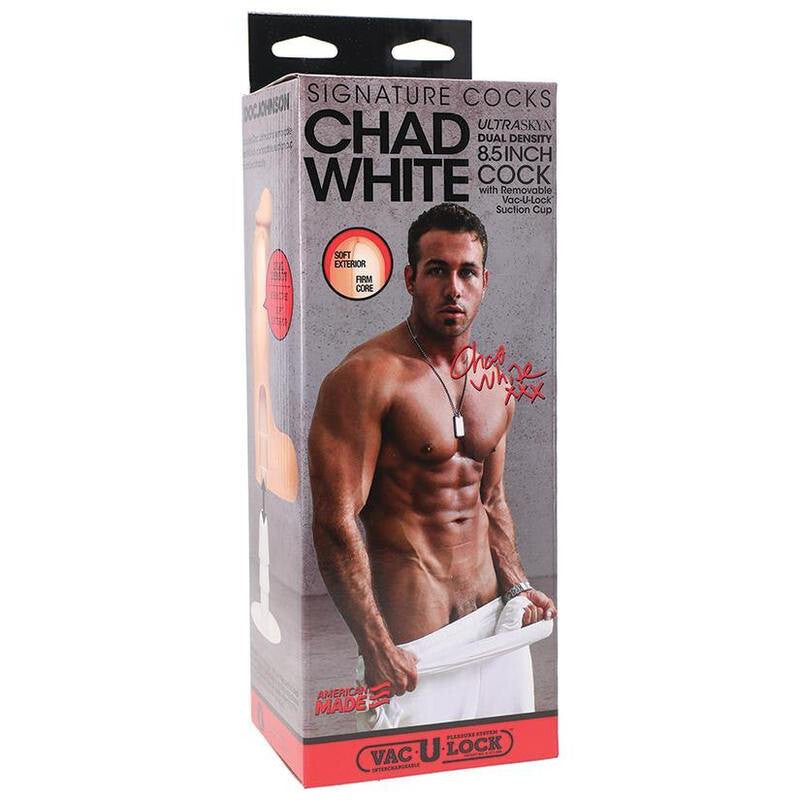 Doc Johnson Signature Cocks Chad White Ultraskyn Vac-U-Lock Suction Cup Dildo