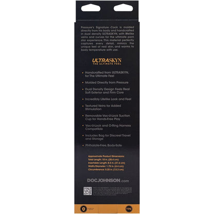 Back of a product packaging with text and branding on a white background