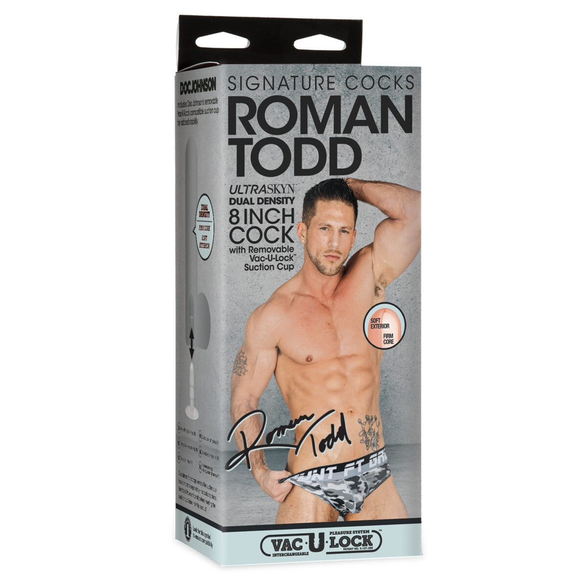 Doc Johnson Signature Cocks Roman Todd 8 Inch Ultraskyn Vac-U-Lock Suction Cup Dildo